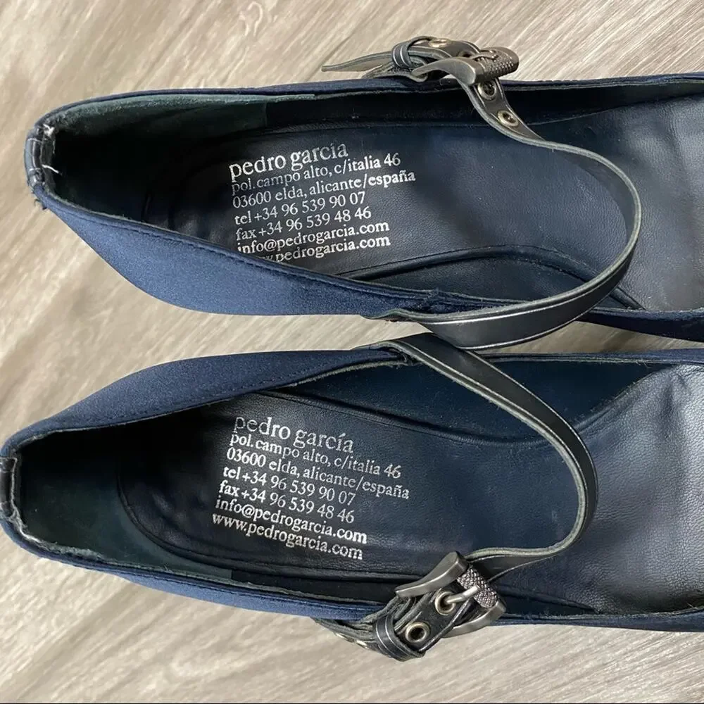 Pedro Garcia Satin Leather Heels Blue 39.5 and 40